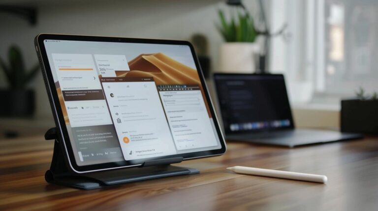 Laptop-Bildschirm zeigt detaillierte Excel-Finanzdiagramme und ein Haushaltsbuch in einer gemütlichen Home-Office-Umgebung.